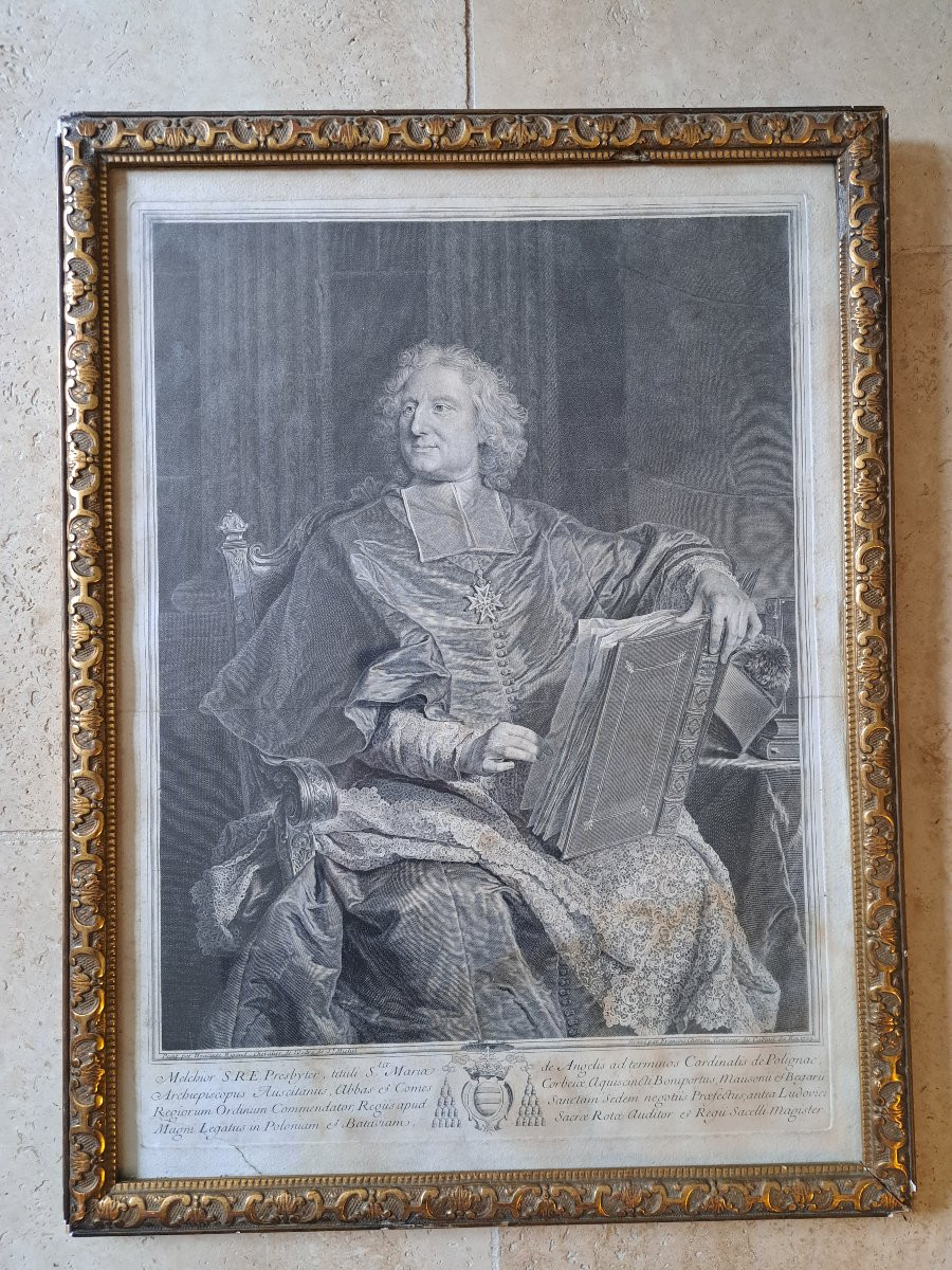 Melchior De Polignac, Hyacinthe Rigaud, François Chéreau, Engraving, 18th Century. -photo-2