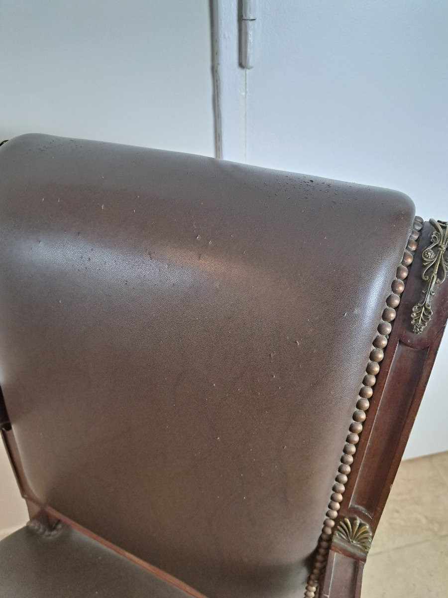Fauteuil de bureau , Retour d'Egypte , Empire , Acajou et bronze , Fin XIX°. -photo-7