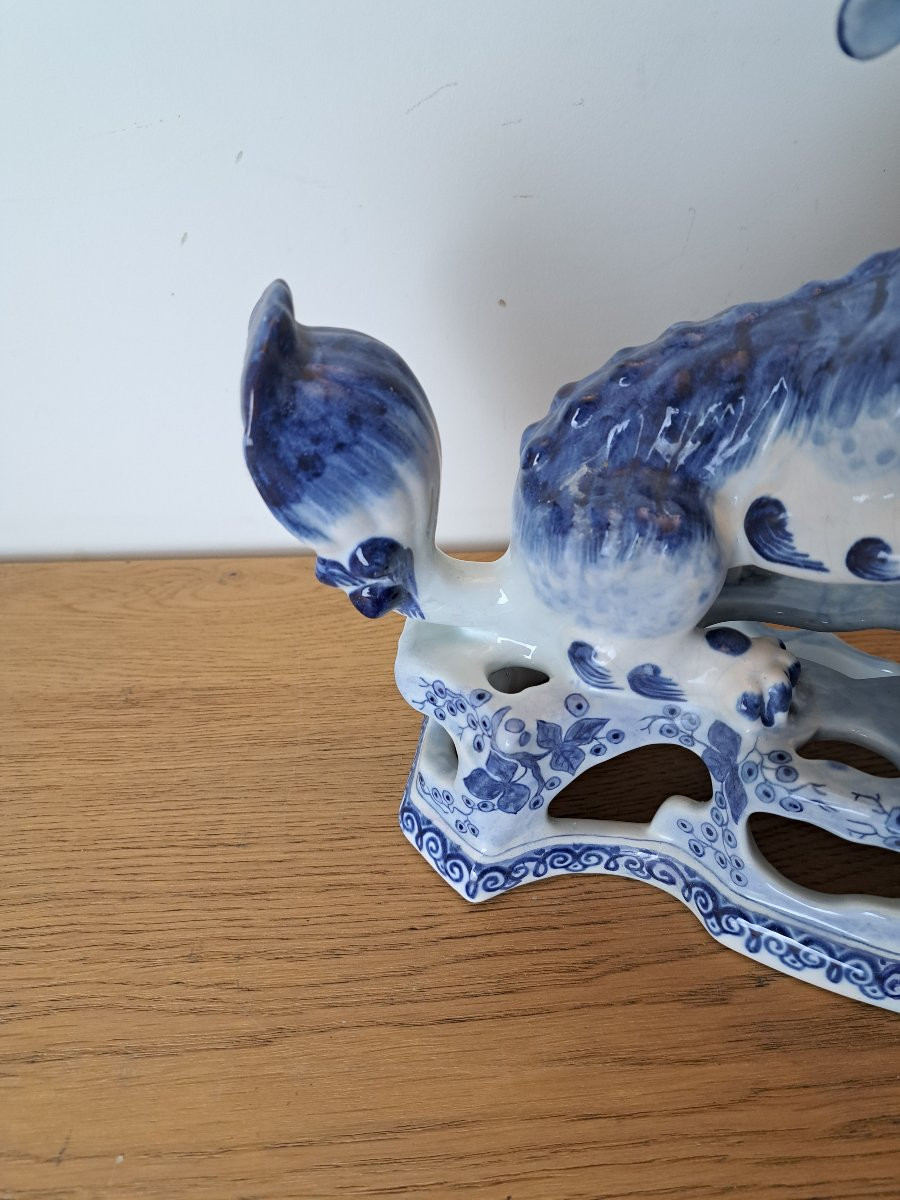 Boch , Keramis , Paire de chiens de Fô , Faïence, XIX°.  -photo-2