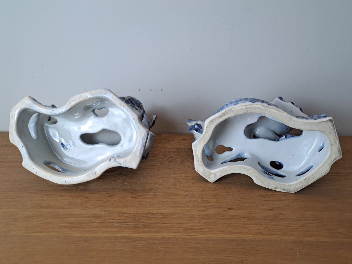 Boch , Keramis , Paire de chiens de Fô , Faïence, XIX°.  -photo-7