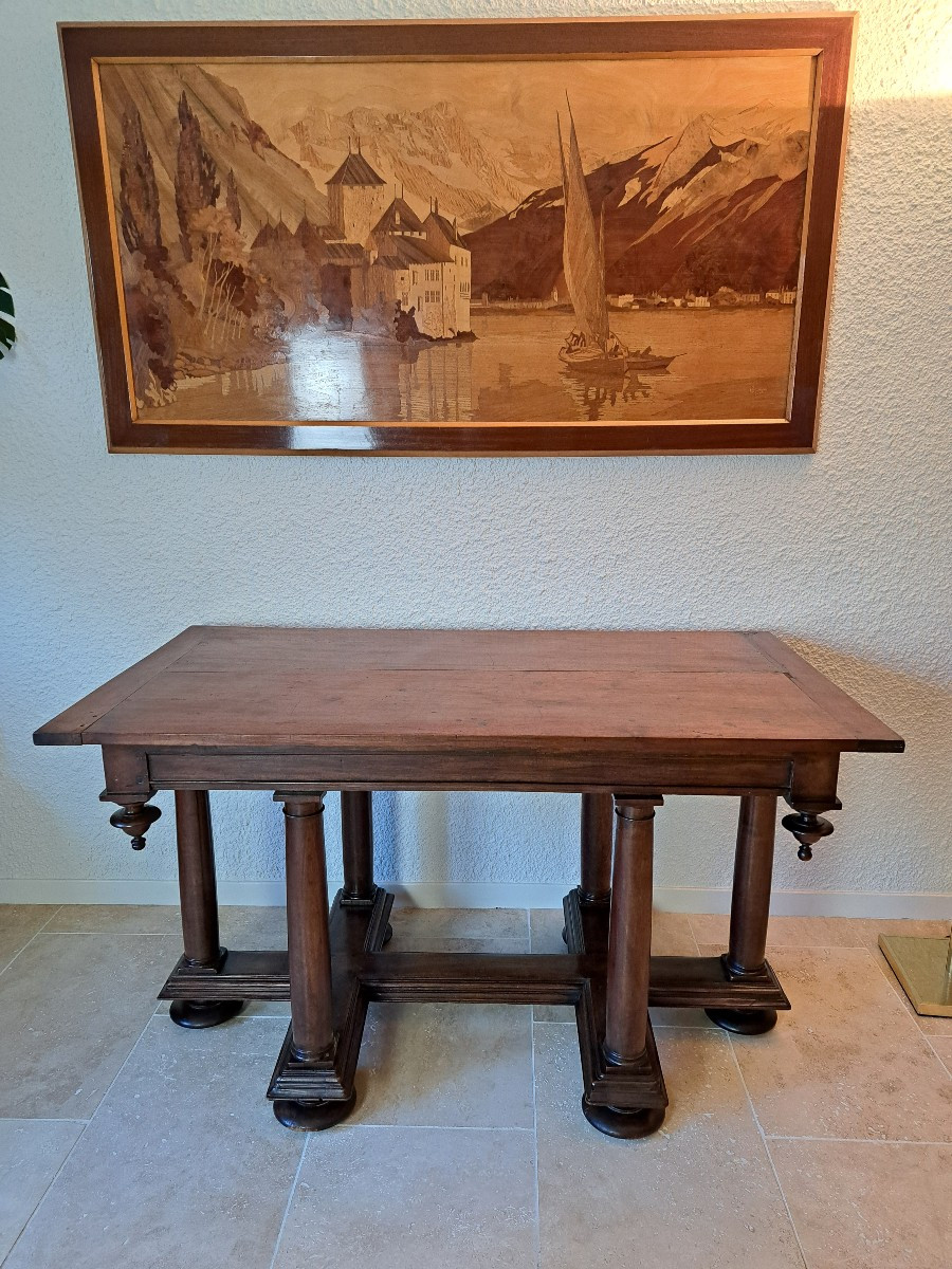 Renaissance Table, Carved Walnut, Partly 16th, 19th Century. 