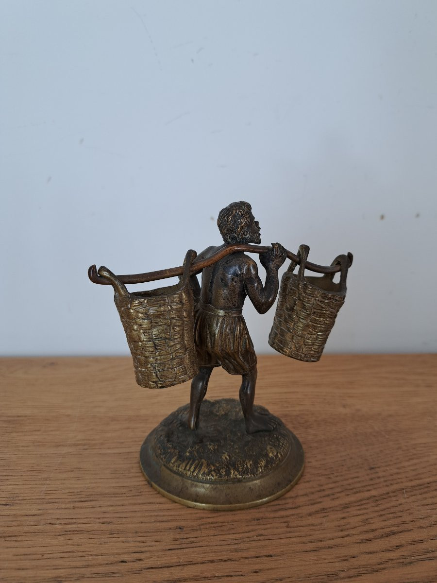 Le ramasseur de coton , Bronze patiné et doré , XIX°. -photo-3