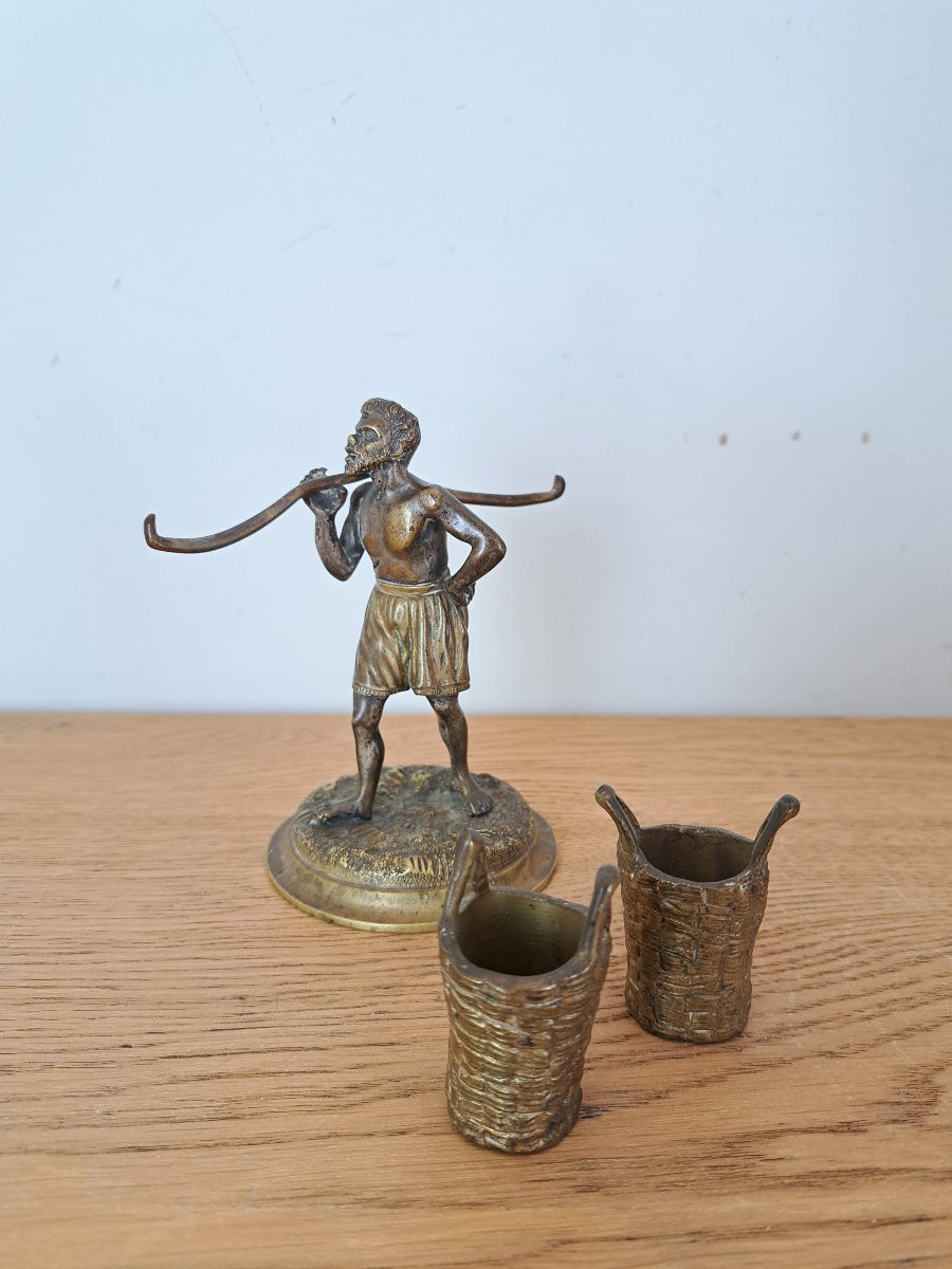 Le ramasseur de coton , Bronze patiné et doré , XIX°. -photo-1