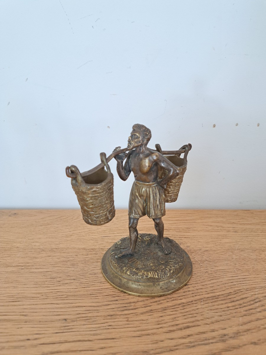 Le ramasseur de coton , Bronze patiné et doré , XIX°. 