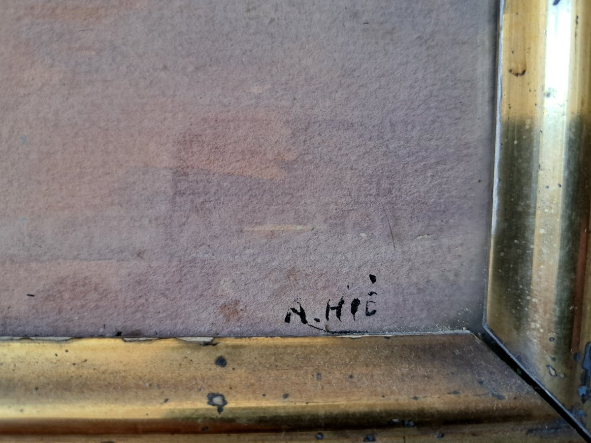 Le parc de Galland , Alger , Aquarelle signée , Fin XIX°/Début XX°. -photo-1