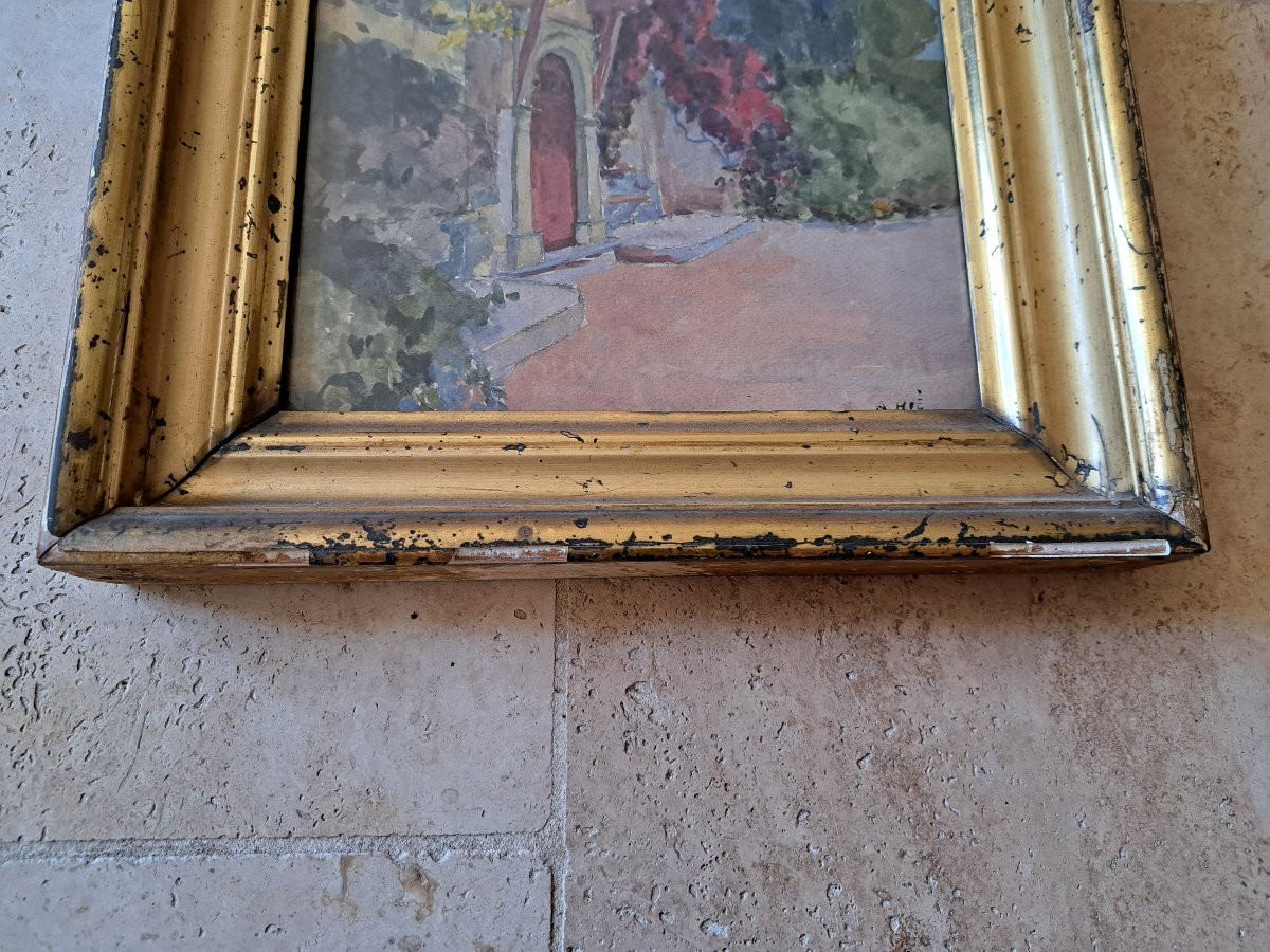 Le parc de Galland , Alger , Aquarelle signée , Fin XIX°/Début XX°. -photo-2