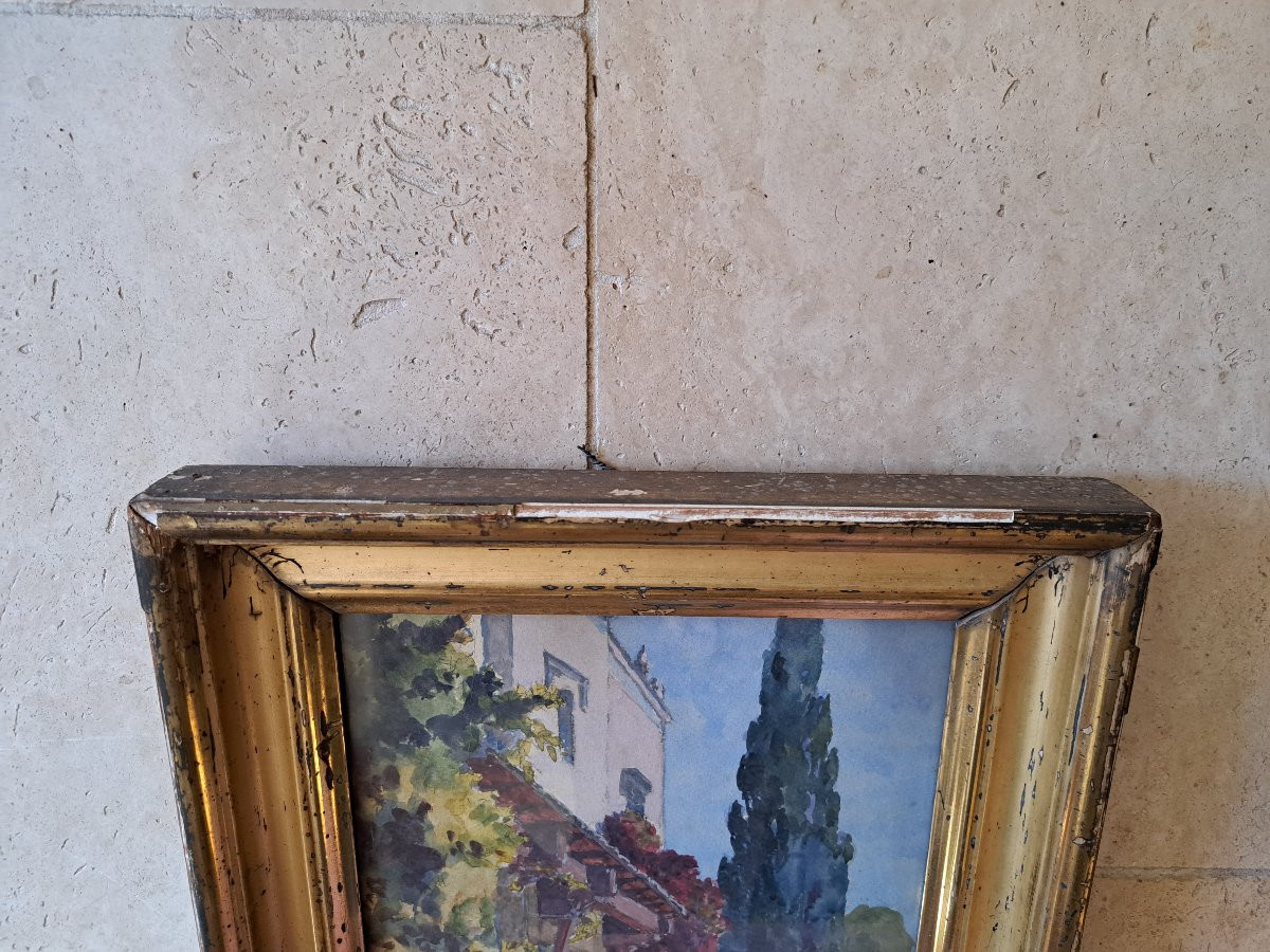 Le parc de Galland , Alger , Aquarelle signée , Fin XIX°/Début XX°. -photo-3