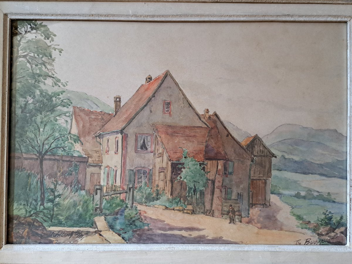 Theodore Buchhold, Mulhbach, Watercolor, Early 20th Century. -photo-3