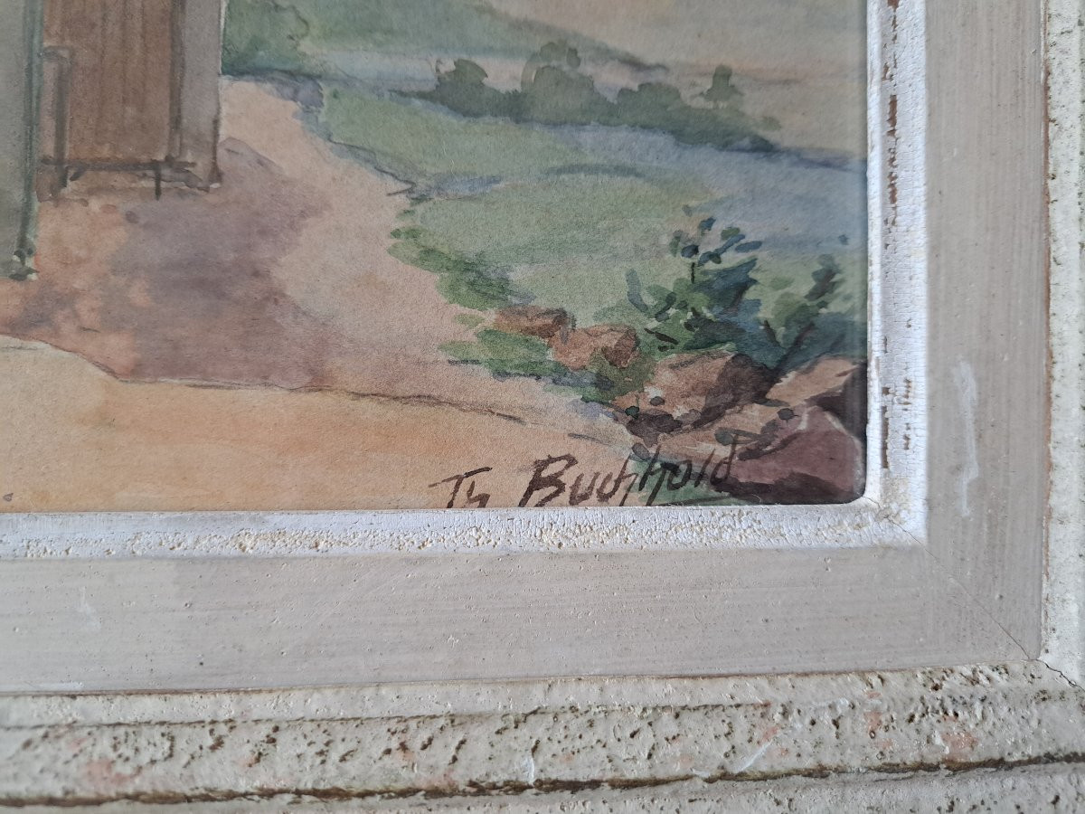 Theodore Buchhold, Mulhbach, Watercolor, Early 20th Century. -photo-2