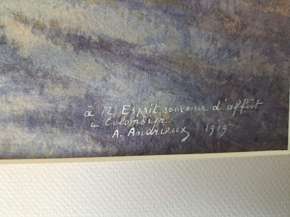 Louis Alfred Andrieux, Duck Hunt, Drawing, Early 20th Century. -photo-4