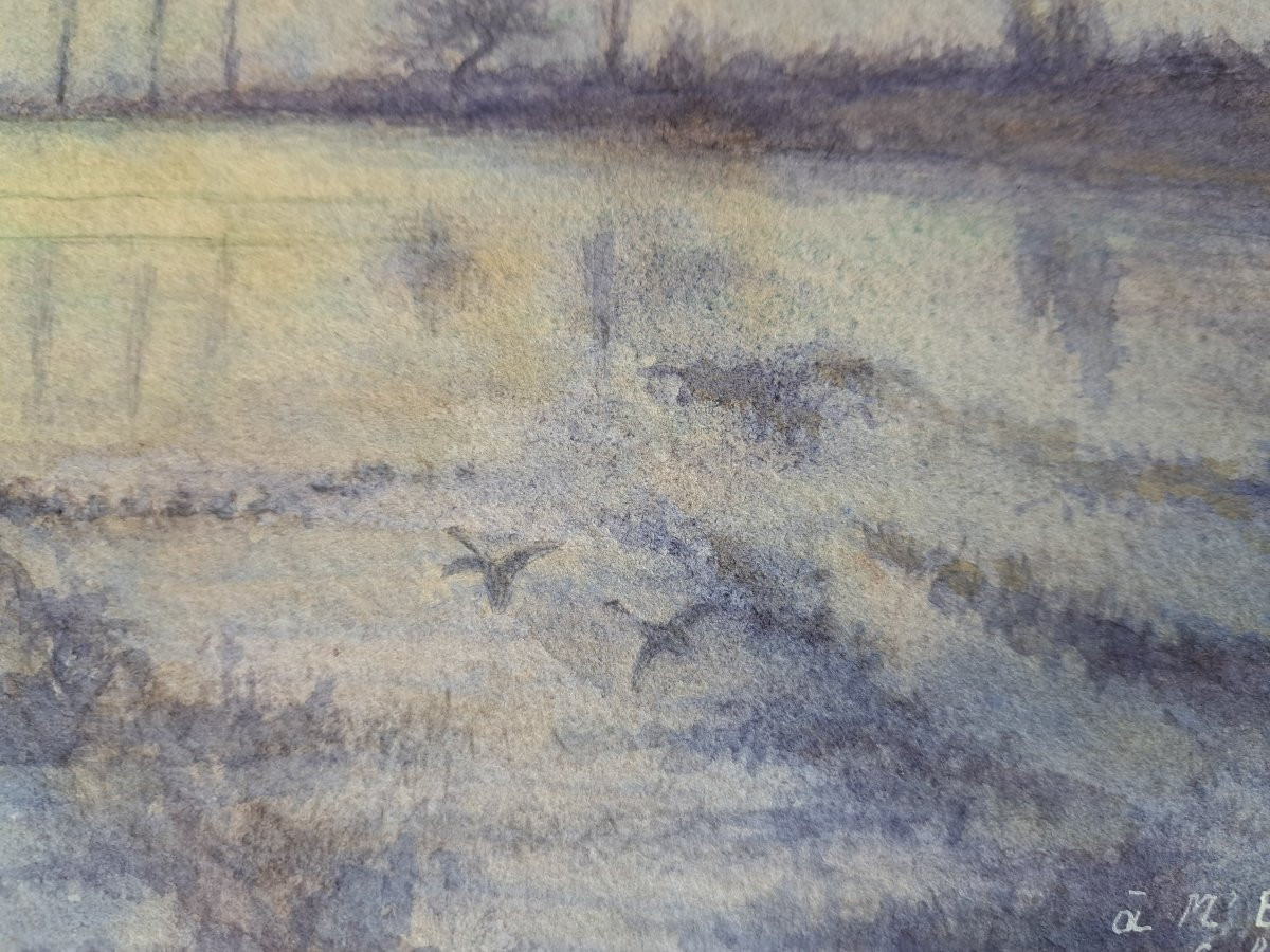 Louis Alfred Andrieux, Duck Hunt, Drawing, Early 20th Century. -photo-1