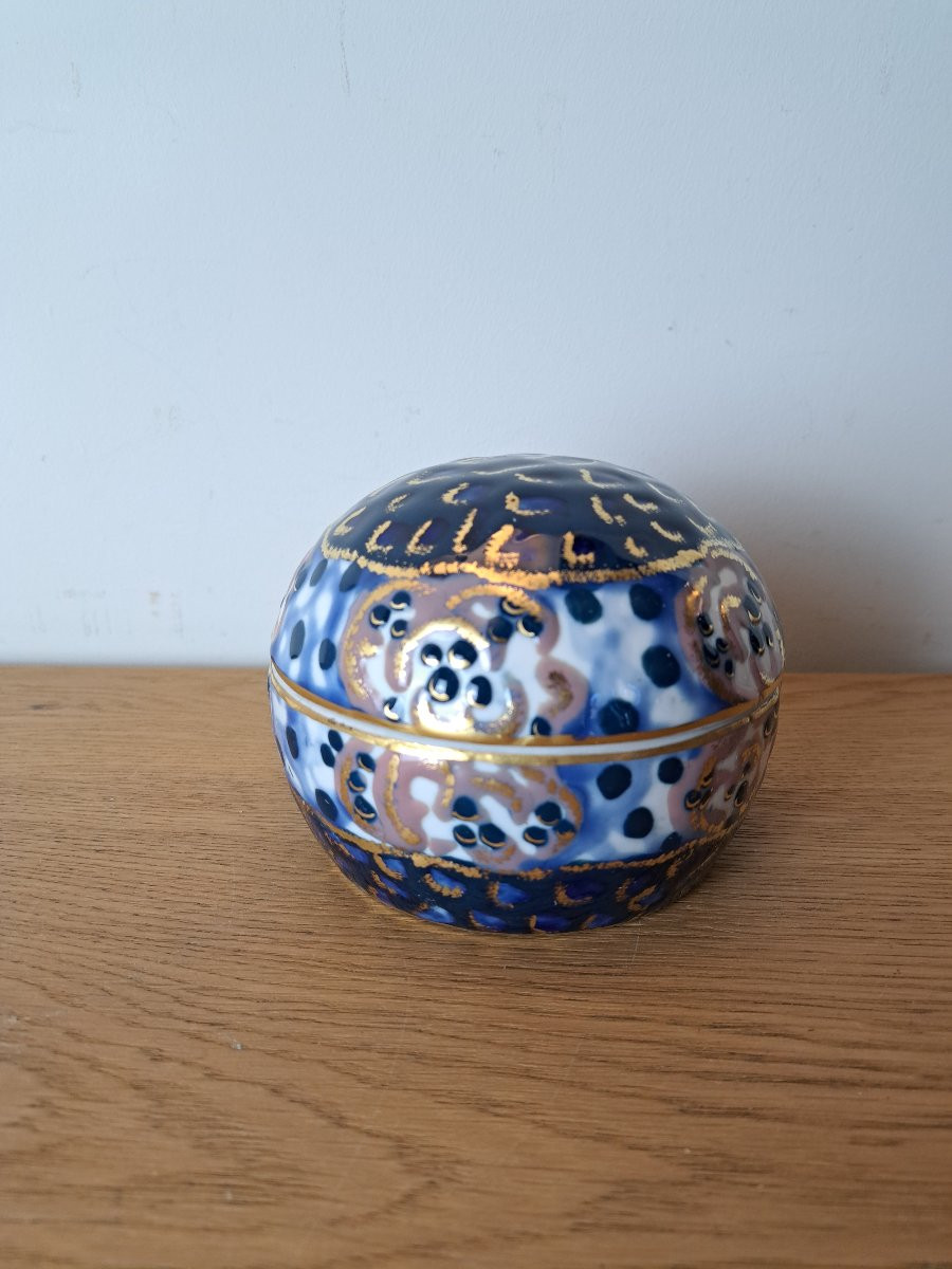 Camille Tharaud , Boite bombée , Art Déco , Porcelaine , XX°. -photo-3