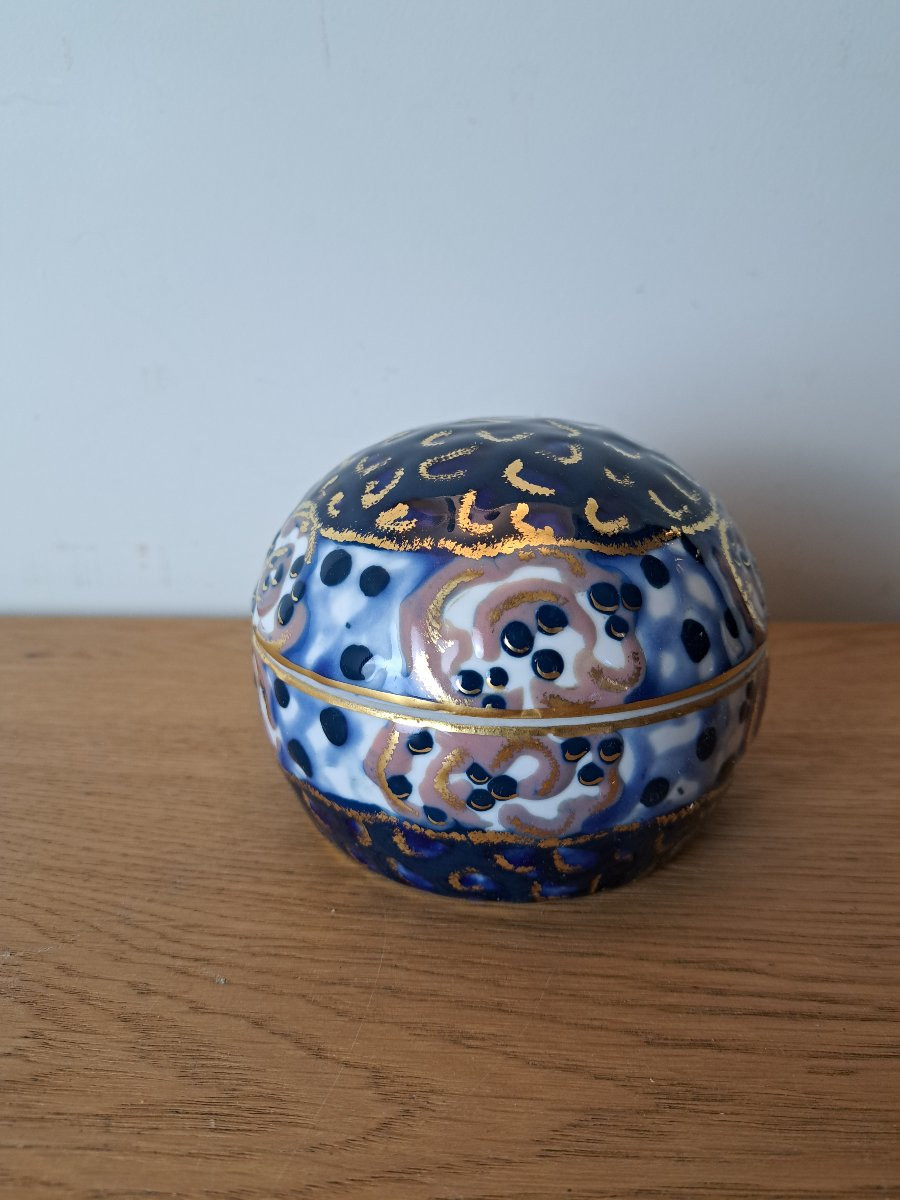 Camille Tharaud , Boite bombée , Art Déco , Porcelaine , XX°. -photo-4