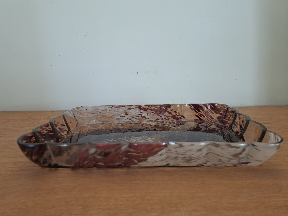 Attribué à Ernest Leveillé , Plateau , pâte de verre , Début XX°.-photo-2