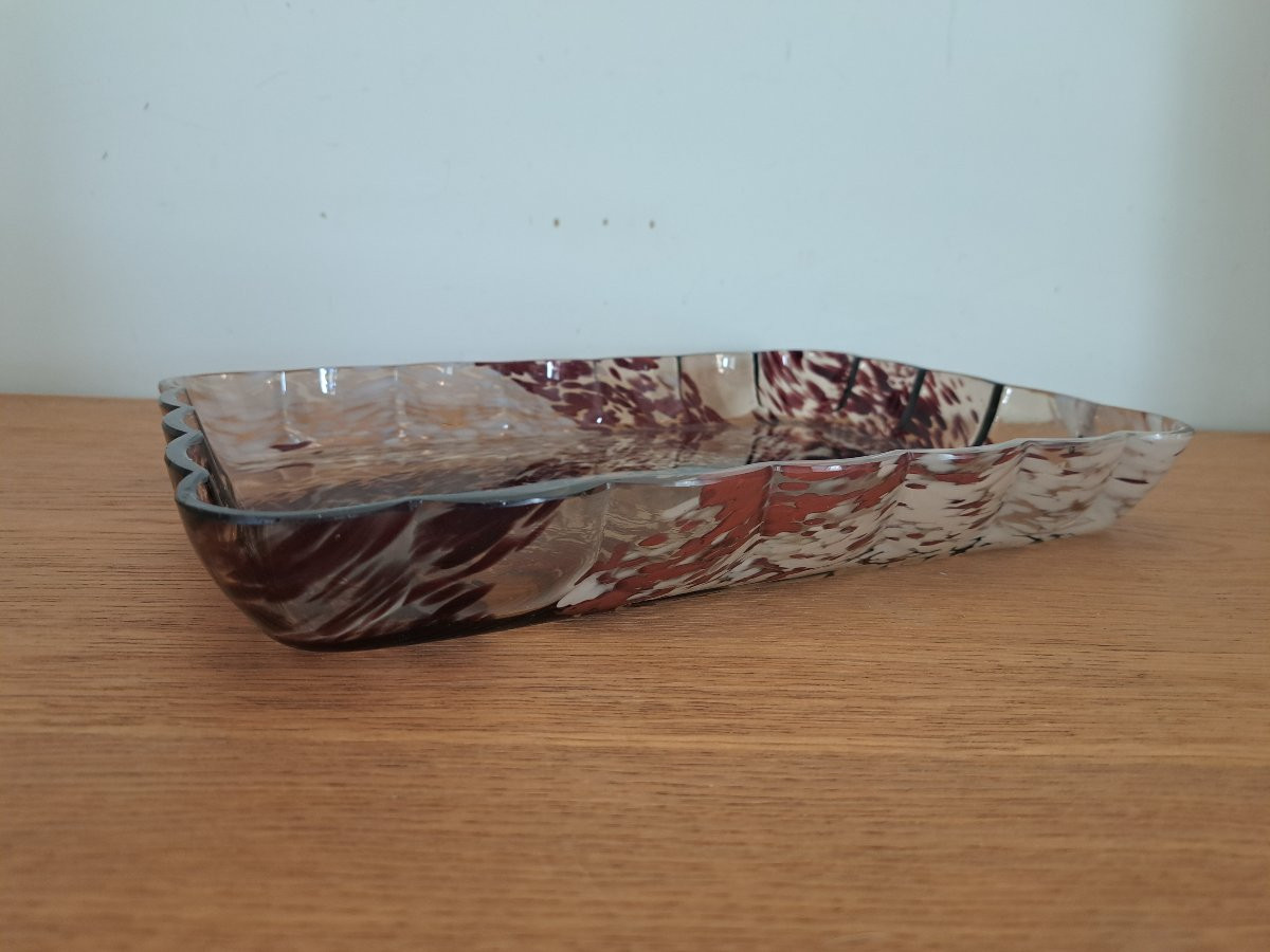 Attribué à Ernest Leveillé , Plateau , pâte de verre , Début XX°.-photo-6