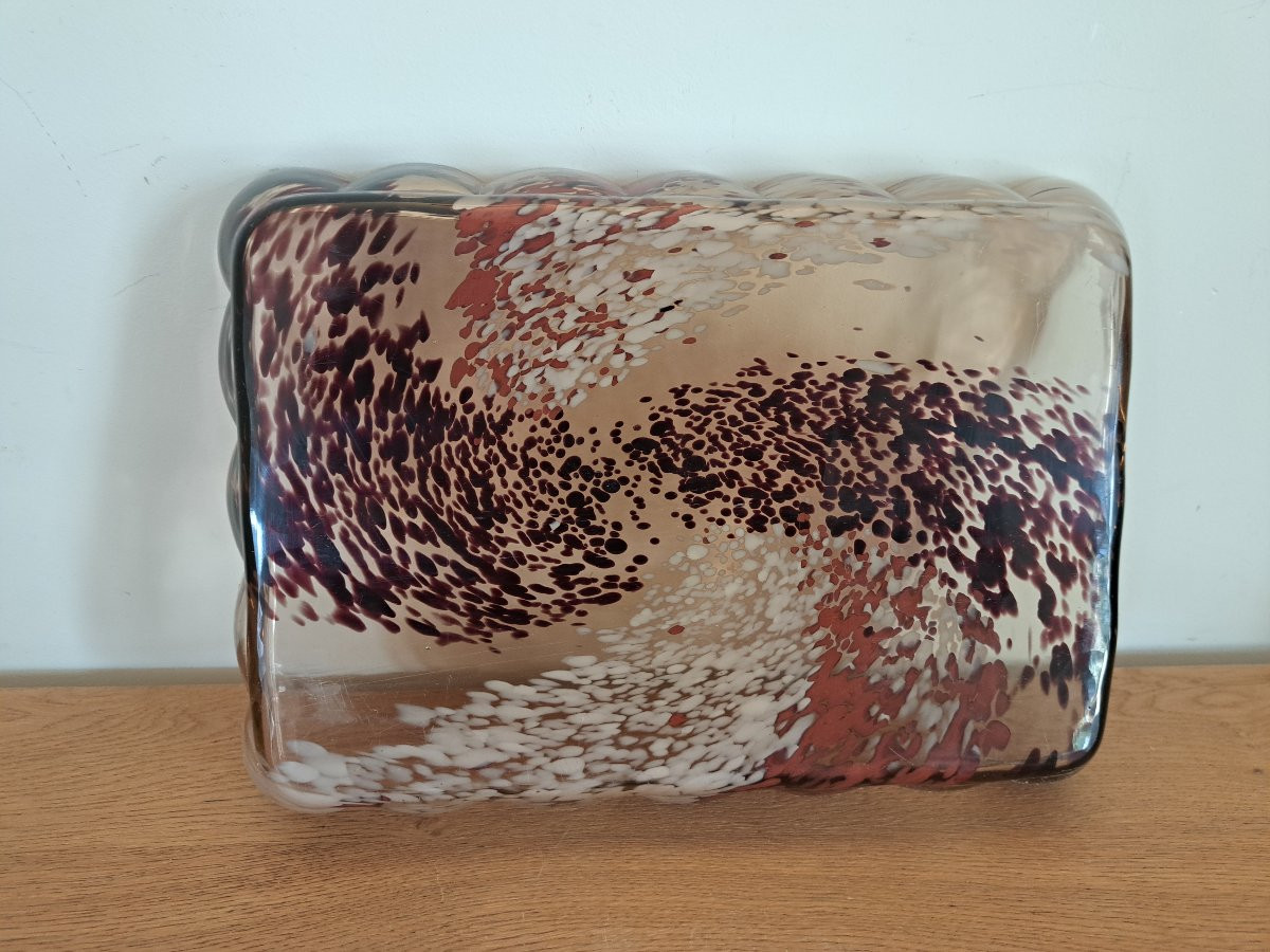 Attribué à Ernest Leveillé , Plateau , pâte de verre , Début XX°.-photo-7