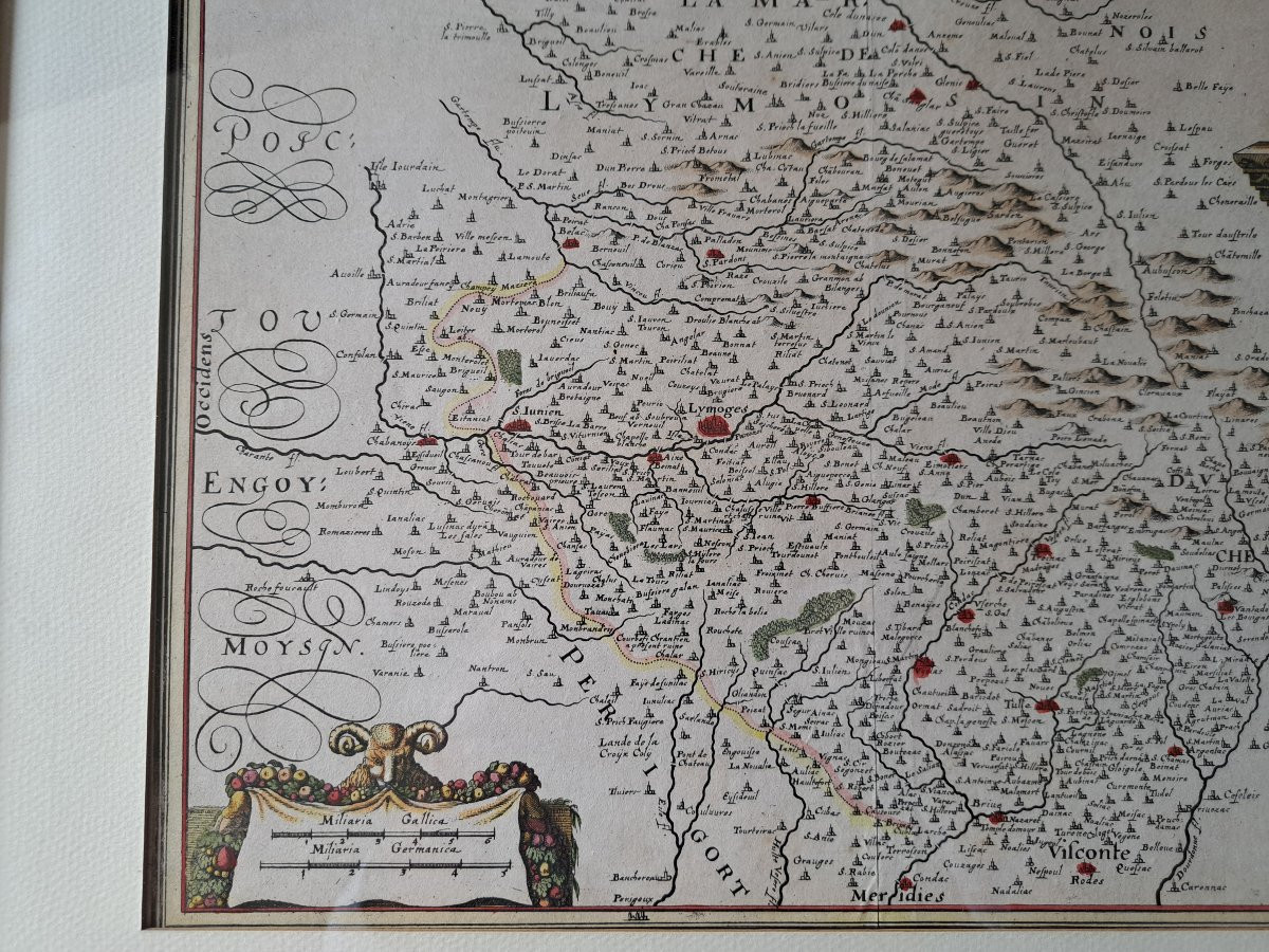 Totius Lemovici, Old Map, Merian, 17th Century. -photo-3