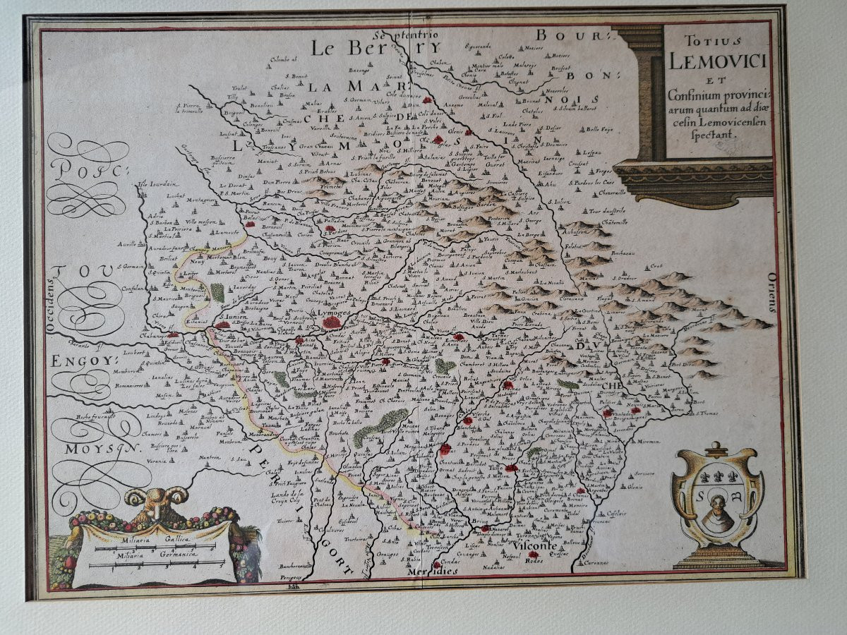 Totius Lemovici, Old Map, Merian, 17th Century. -photo-4