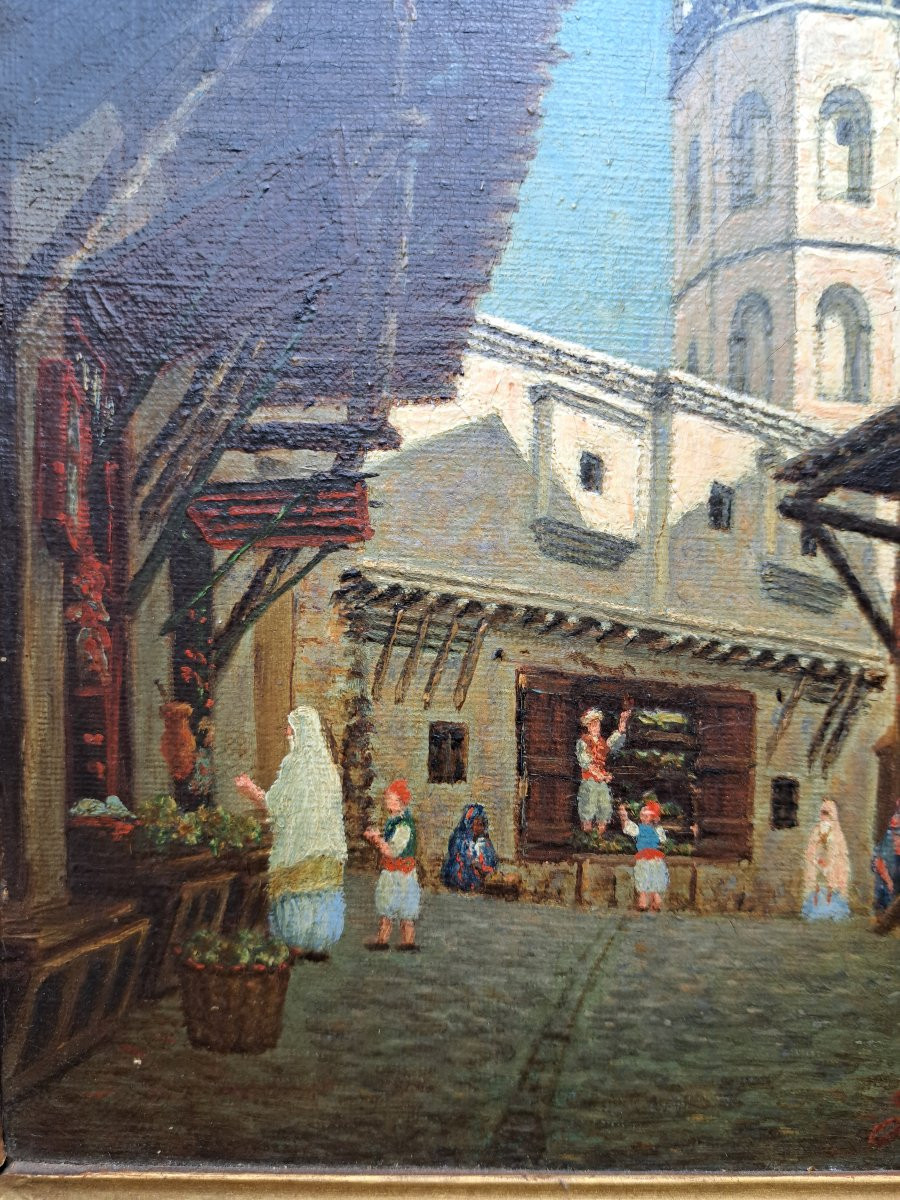 Garnier , Oran , Mosquée de Hassan Pacha , Huile sur toile , fin XIX°.-photo-4