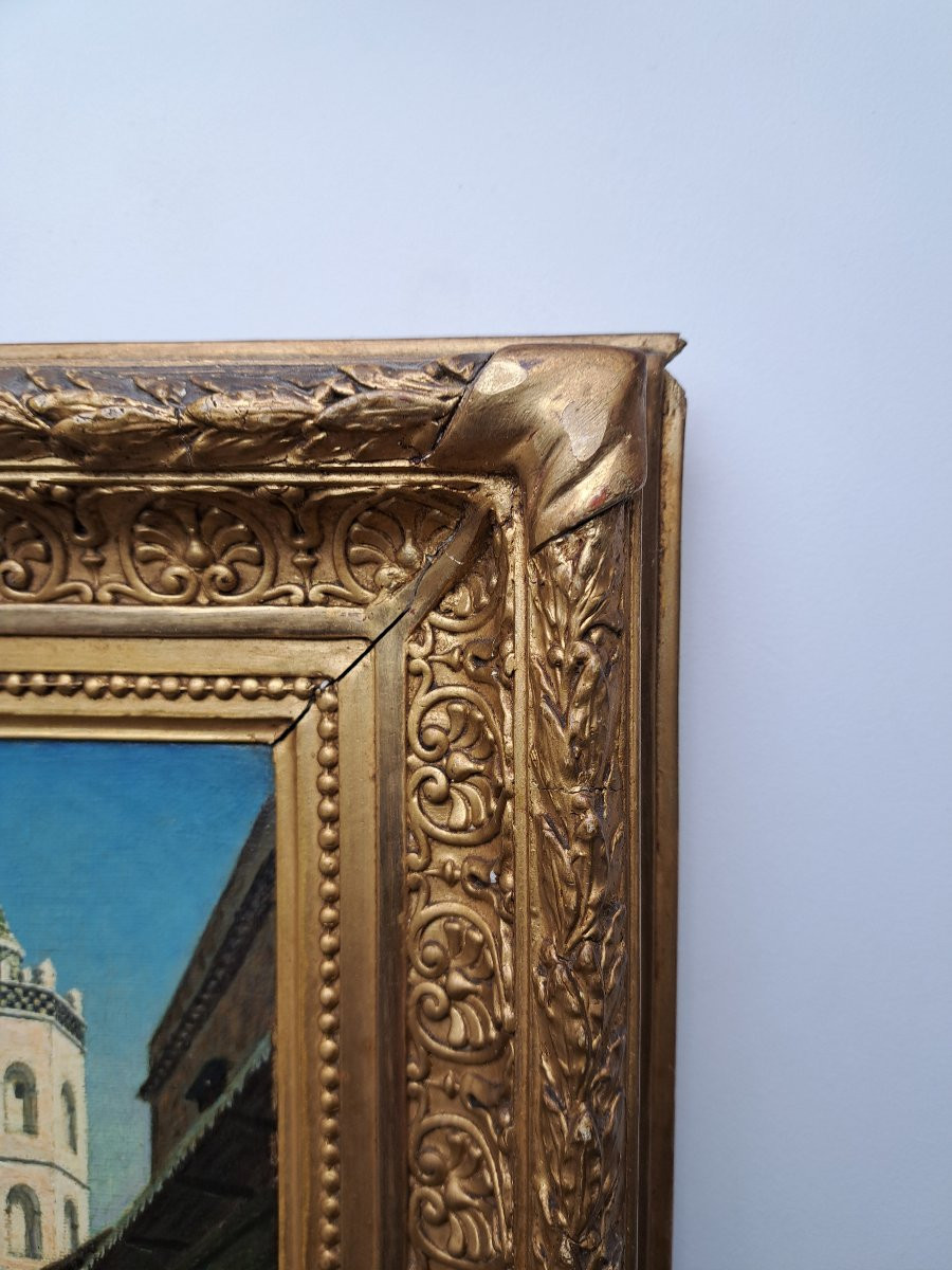 Garnier , Oran , Mosquée de Hassan Pacha , Huile sur toile , fin XIX°.-photo-3