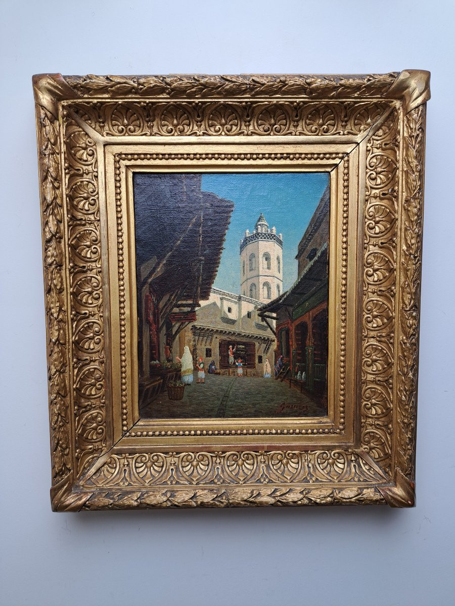 Garnier , Oran , Mosquée de Hassan Pacha , Huile sur toile , fin XIX°.-photo-4