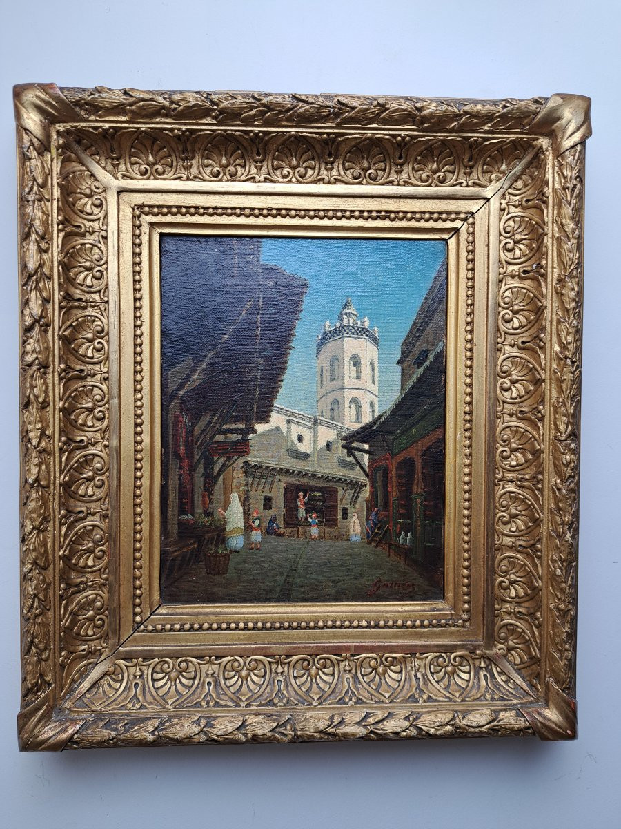 Garnier , Oran , Mosquée de Hassan Pacha , Huile sur toile , fin XIX°.-photo-5