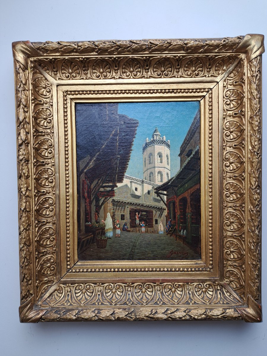 Garnier , Oran , Mosquée de Hassan Pacha , Huile sur toile , fin XIX°.-photo-6