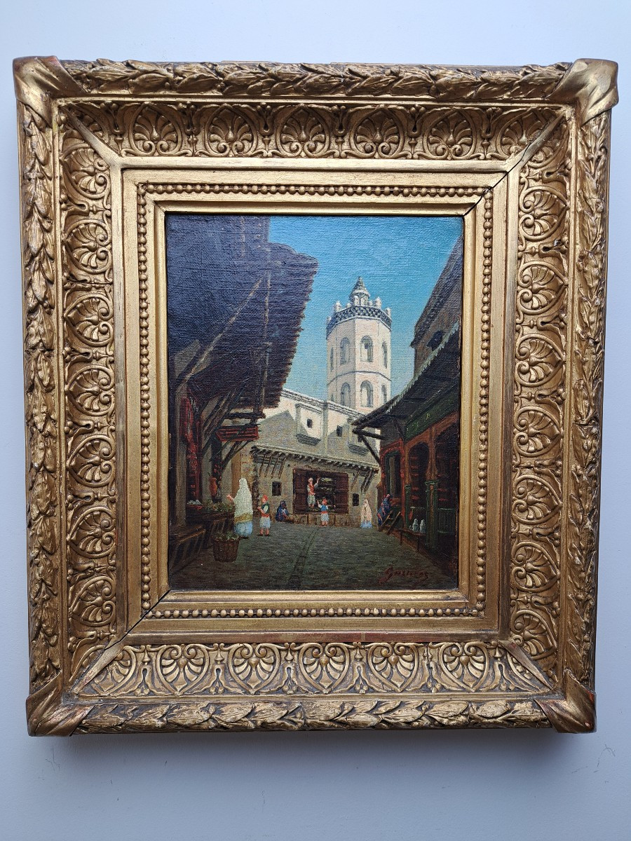 Garnier , Oran , Mosquée de Hassan Pacha , Huile sur toile , fin XIX°.