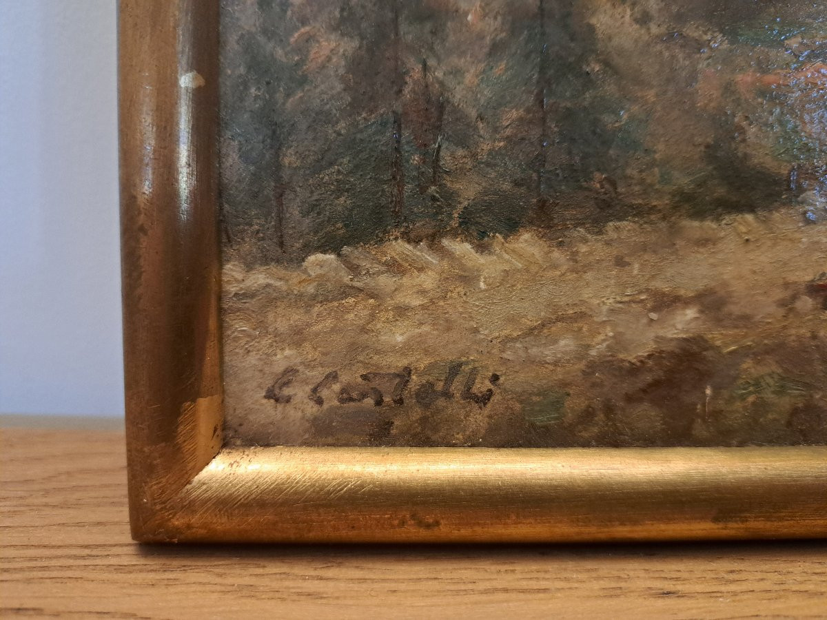 Clément Castelli , Village de montagne , Huile sur panneau , Début XX°. -photo-3