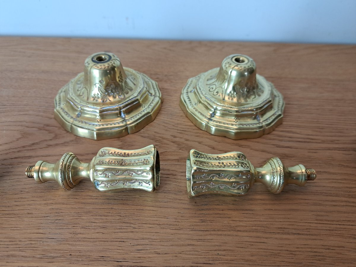 Pair Of Toilet Candlesticks, Chiseled Bronze, 18th Century. -photo-2