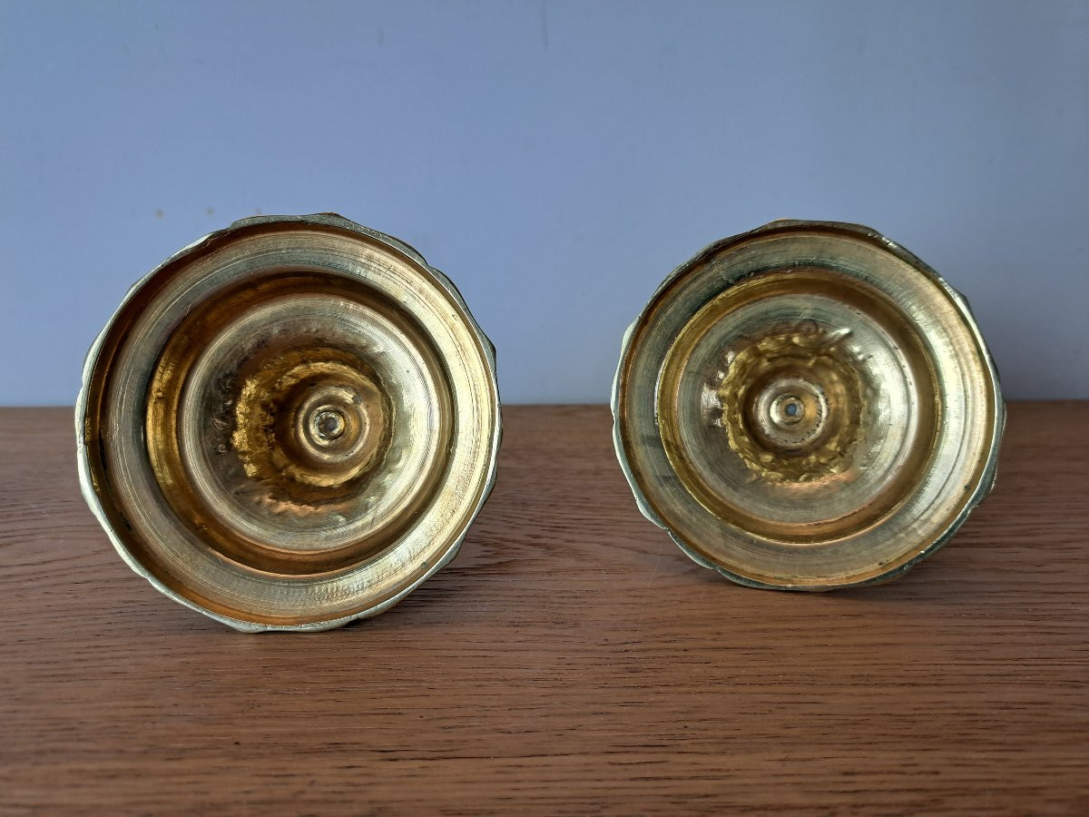 Pair Of Toilet Candlesticks, Chiseled Bronze, 18th Century. -photo-6