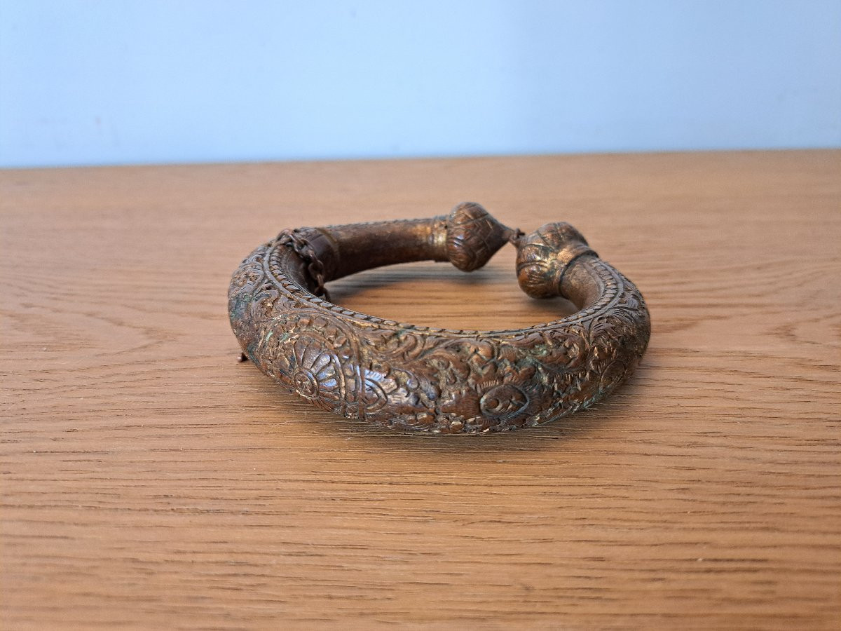 Inde , Bracelet de cheville , métal doré , XIX°. -photo-2