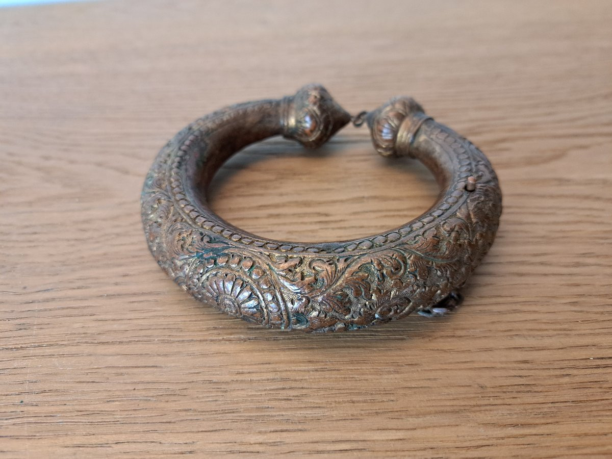 Inde , Bracelet de cheville , métal doré , XIX°. -photo-1