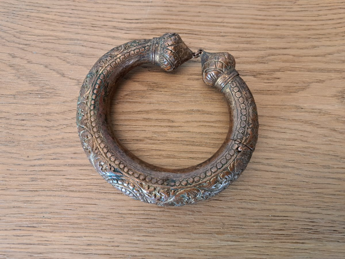 Inde , Bracelet de cheville , métal doré , XIX°. -photo-3