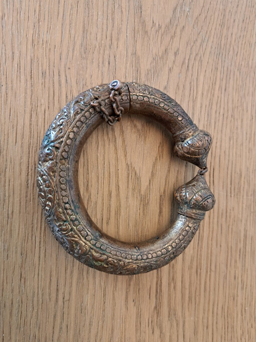 Inde , Bracelet de cheville , métal doré , XIX°. -photo-4