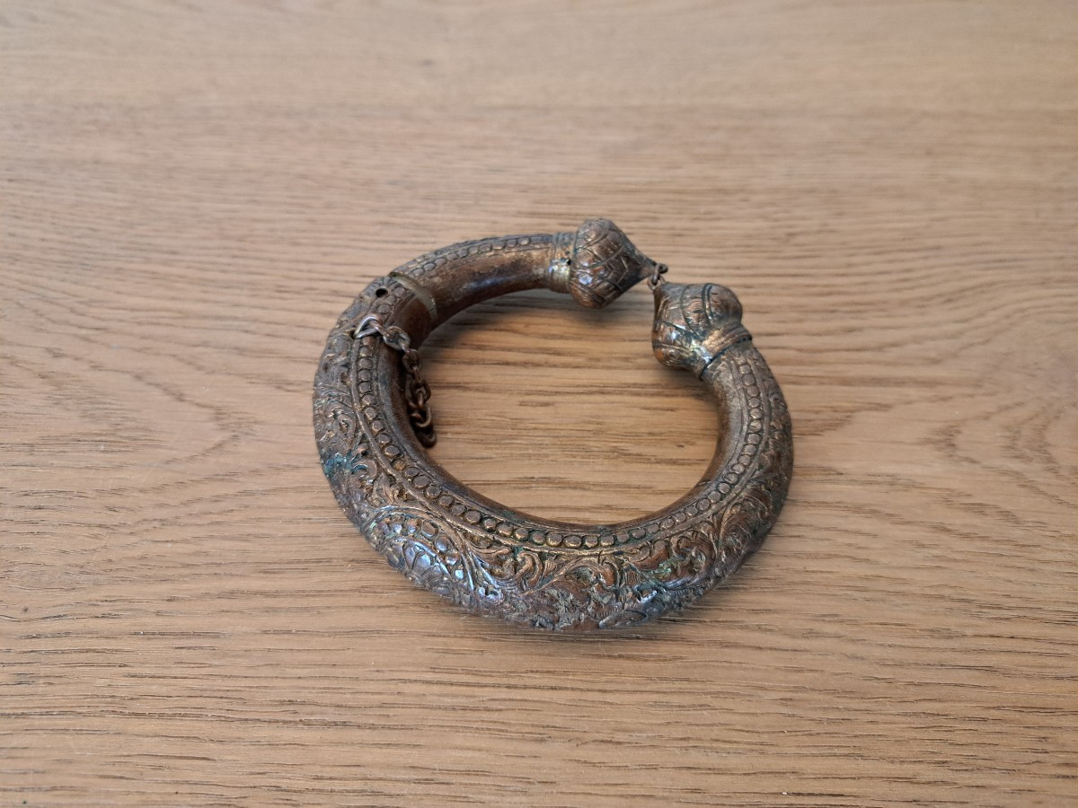 Inde , Bracelet de cheville , métal doré , XIX°. 