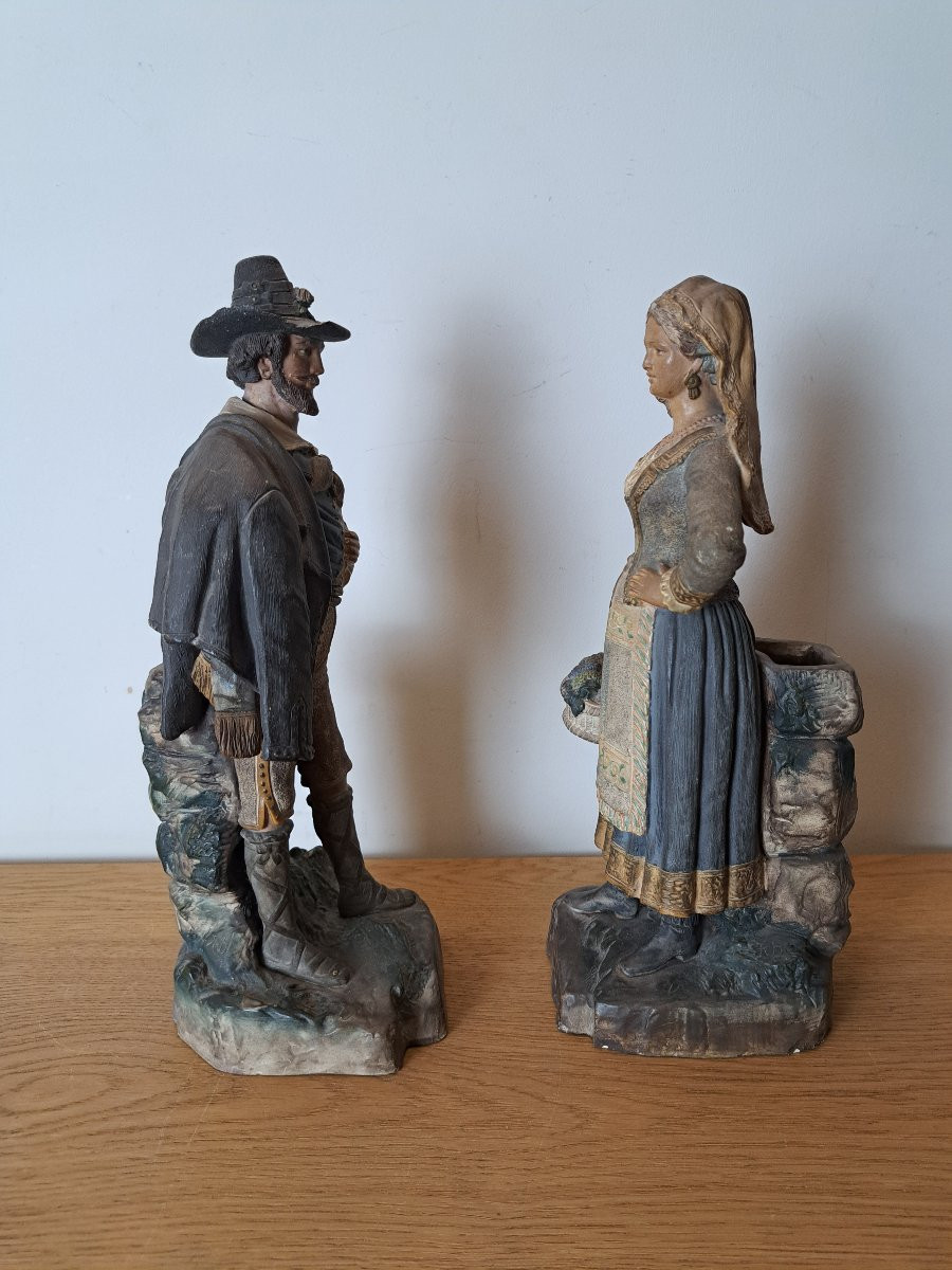 Bernard Bloch, Neapolitan Couple, Terracotta, 19th Century. -photo-2