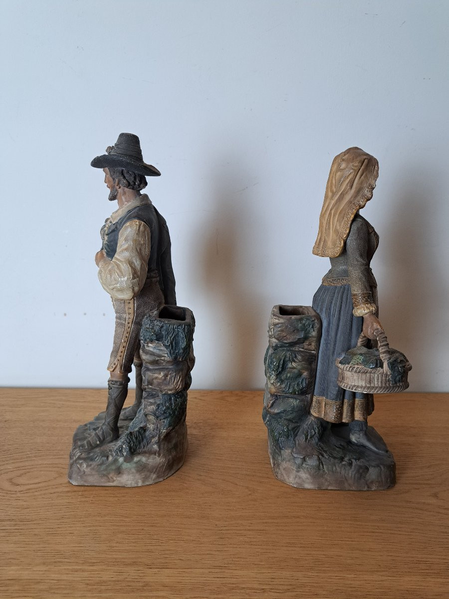 Bernard Bloch, Neapolitan Couple, Terracotta, 19th Century. -photo-4