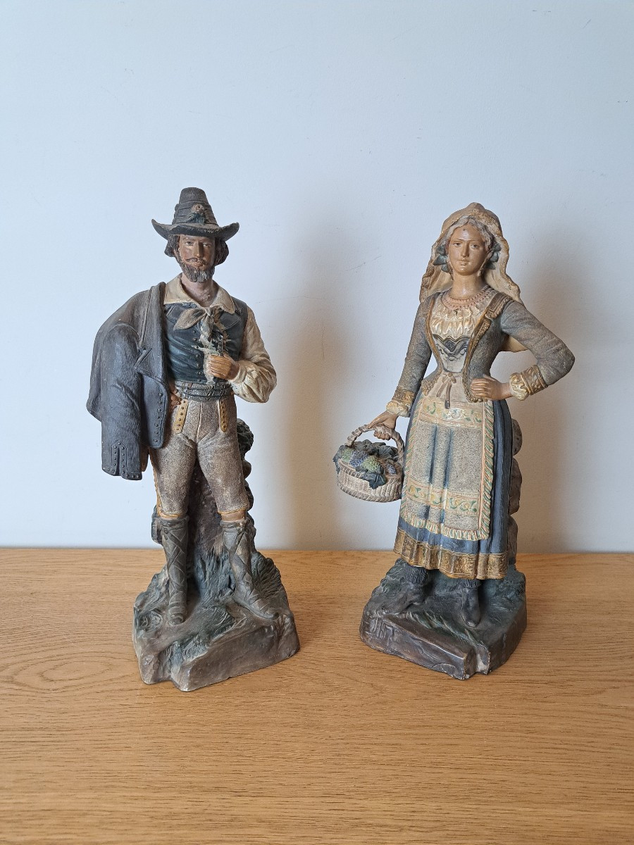 Bernard Bloch, Neapolitan Couple, Terracotta, 19th Century. 