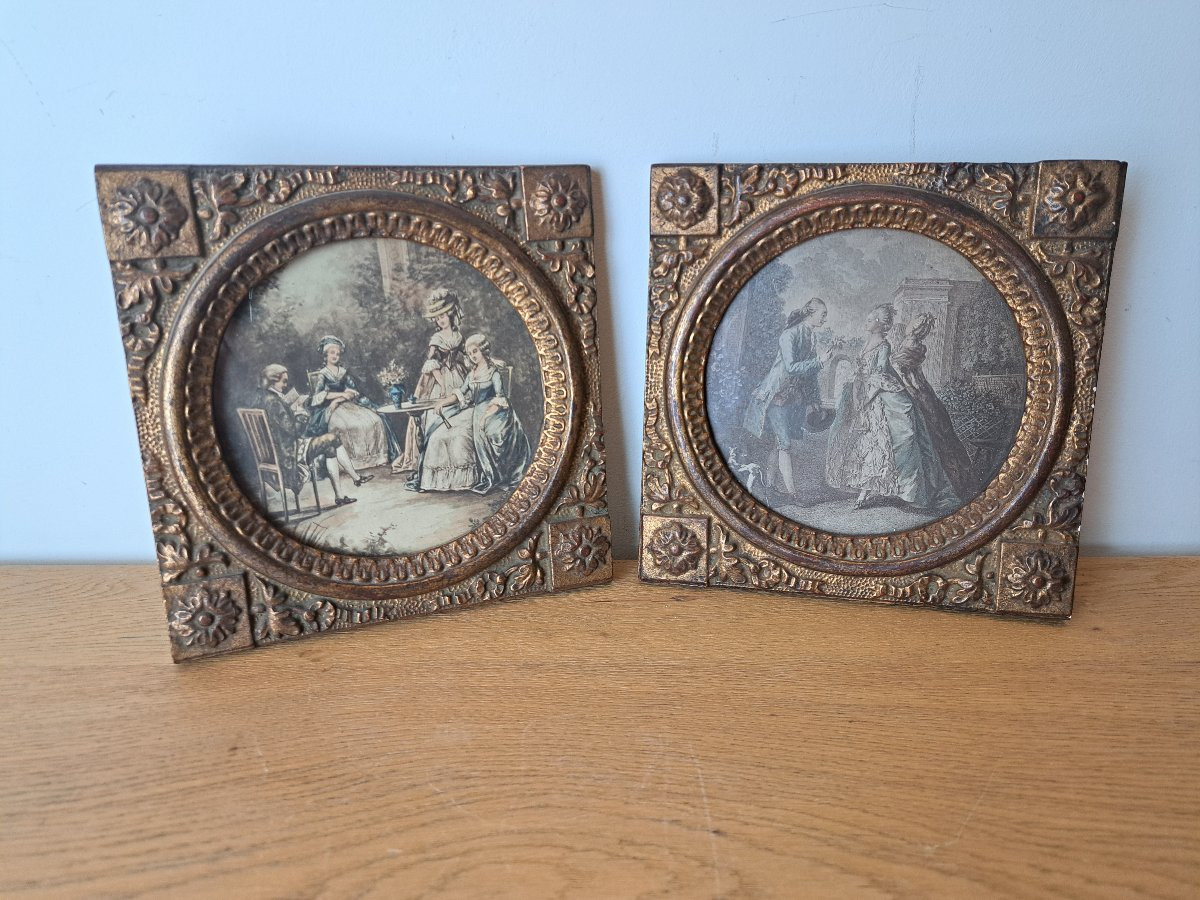 Paire de cadres , Louis XVI , Fin XIX°/Début XX°.-photo-3