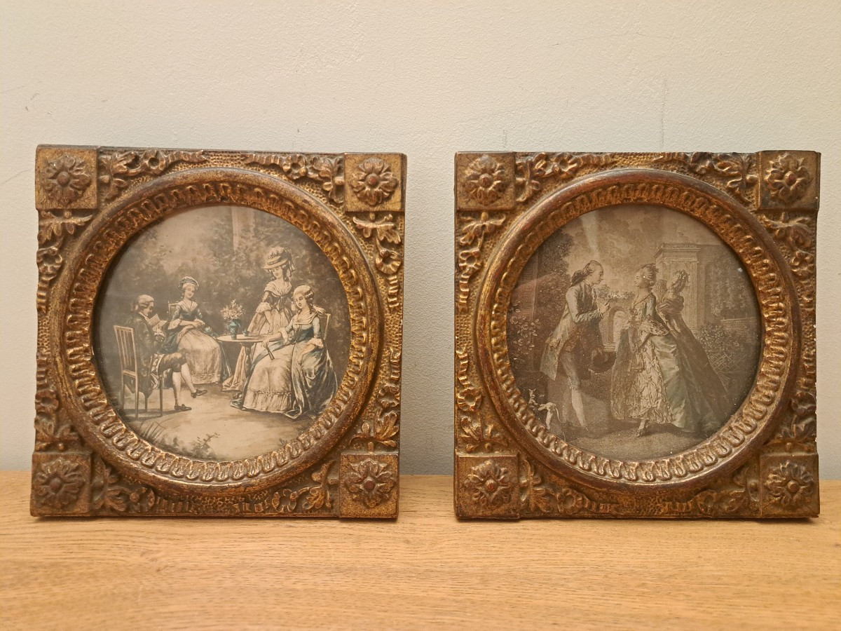 Paire de cadres , Louis XVI , Fin XIX°/Début XX°.