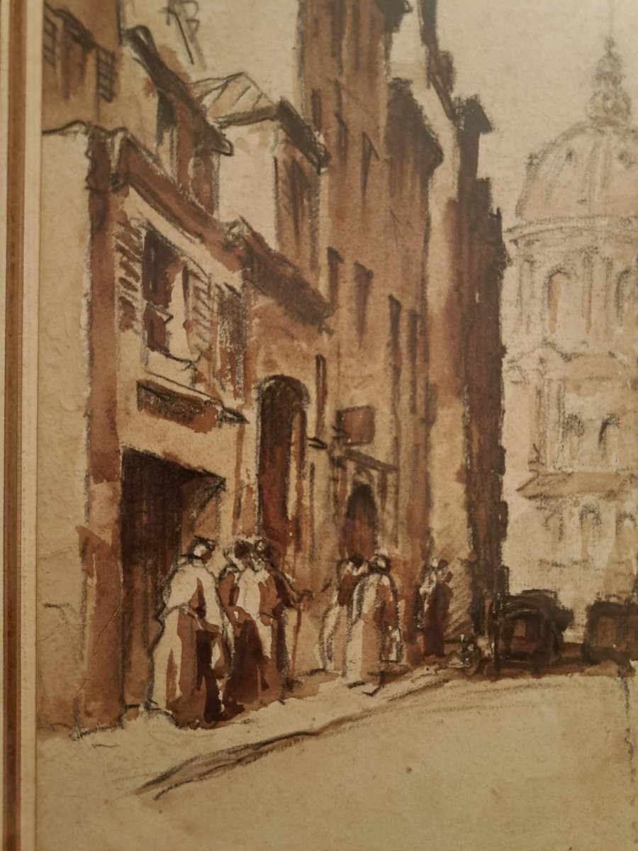René Roussel, Rue Mazarine, Paris, Drawing, 20th Century. -photo-3