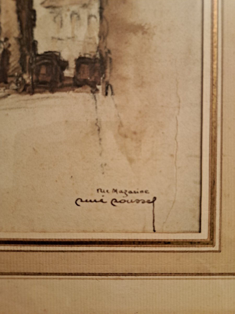 René Roussel, Rue Mazarine, Paris, Drawing, 20th Century. -photo-4