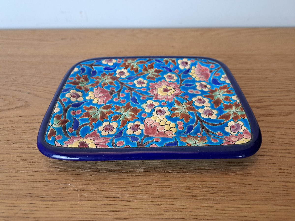 Longwy, Earthenware Letter Tray, Longwy Enamels, Early 20th Century. -photo-1