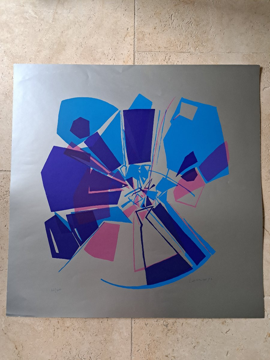 Abstraction , Sérigraphie , Signé , XX°. -photo-2