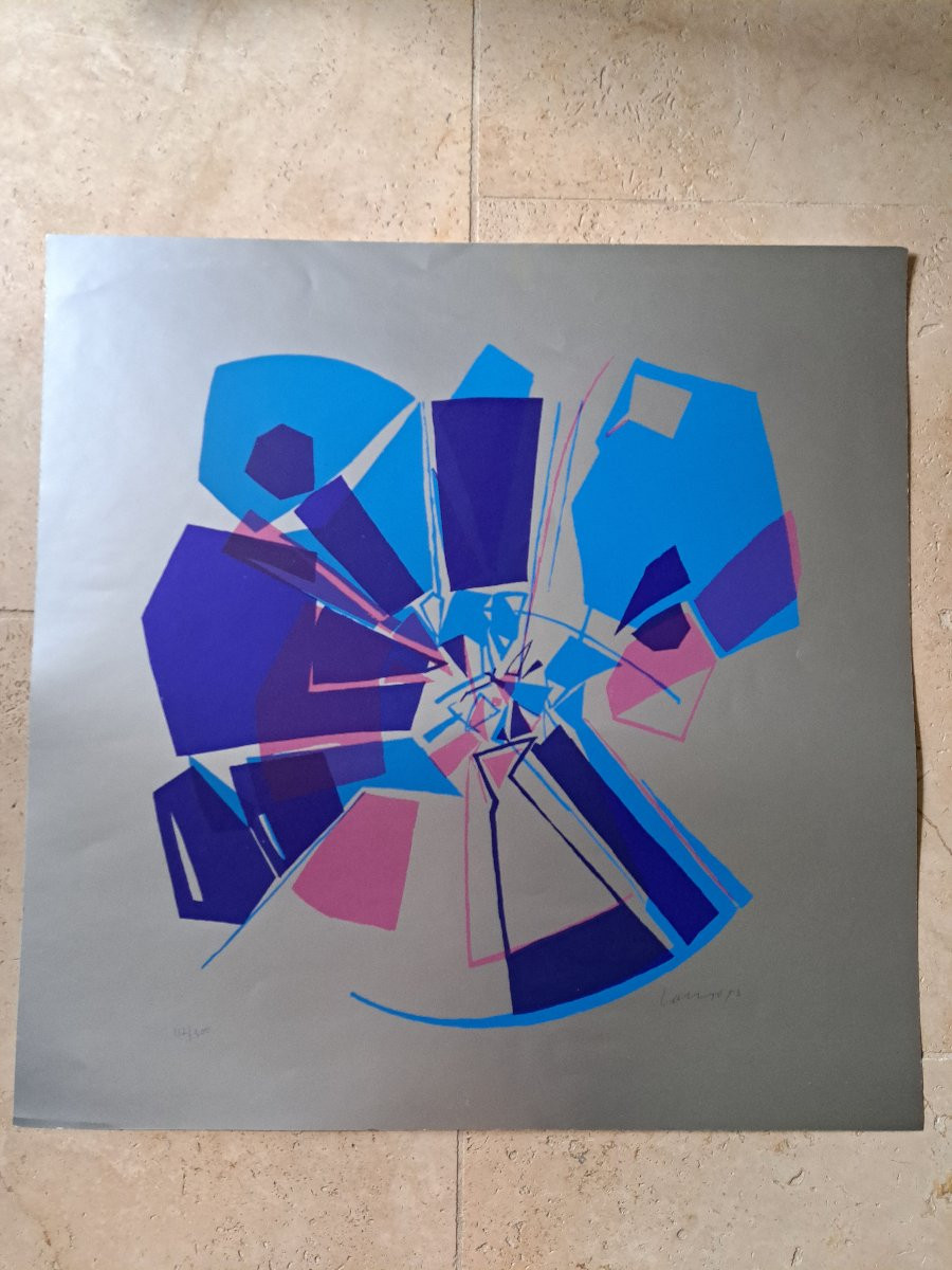 Abstraction , Sérigraphie , Signé , XX°. -photo-3