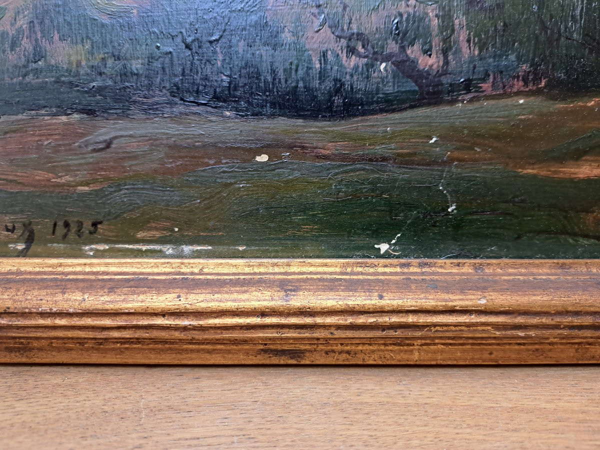 Edmond Paul Auguste Barbaroux, Eze, Oil On Cardboard, Early 20th Century. -photo-1