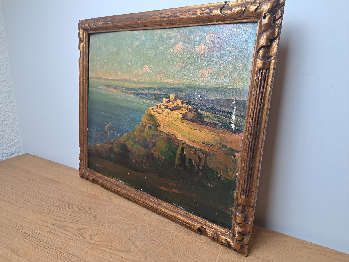 Edmond Paul Auguste Barbaroux, Eze, Oil On Cardboard, Early 20th Century. -photo-8