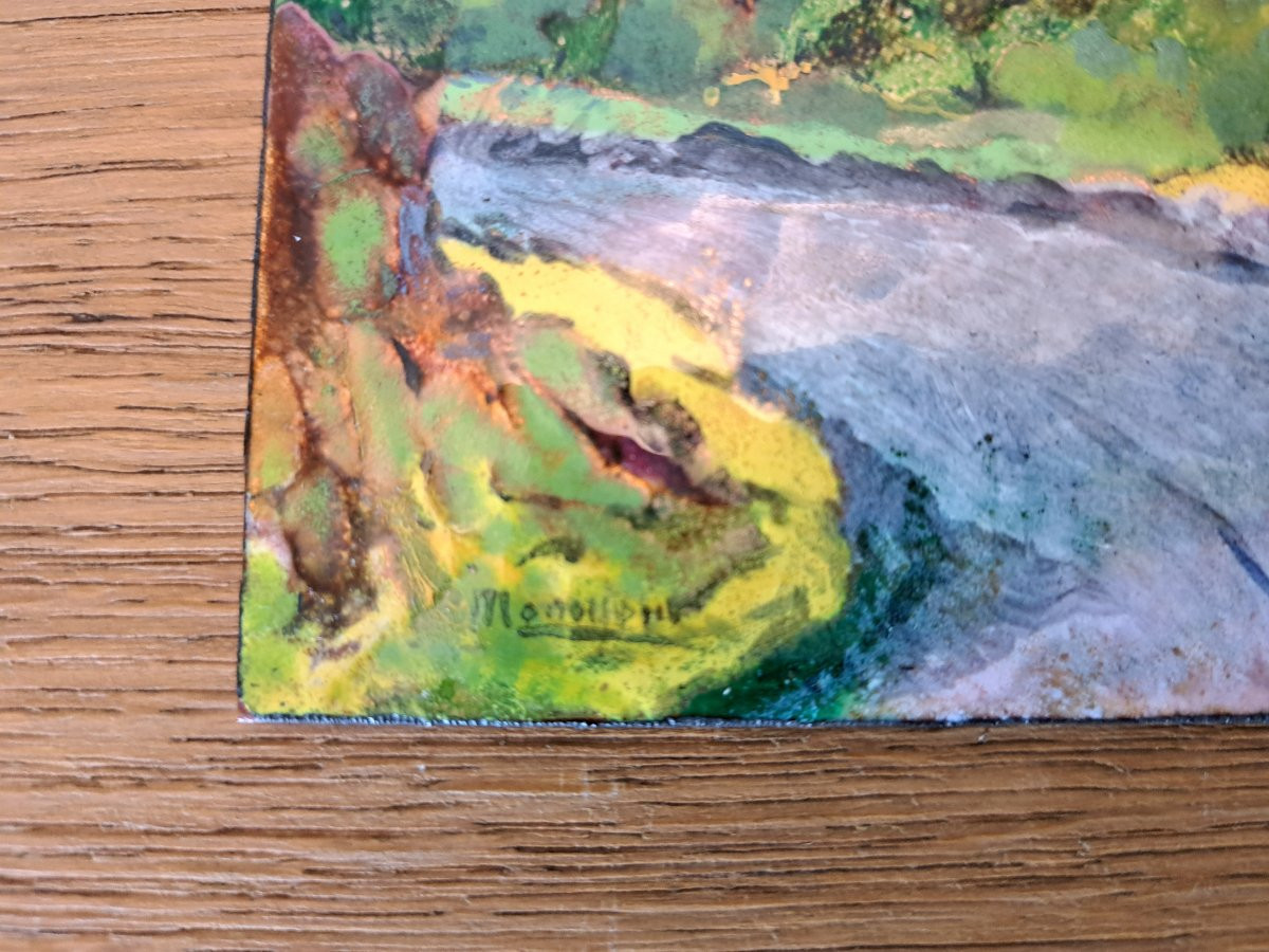 Pair Of Limoges Enamel Plaques, Attributed To Maxime Monnerie, Early 20th Century. -photo-2