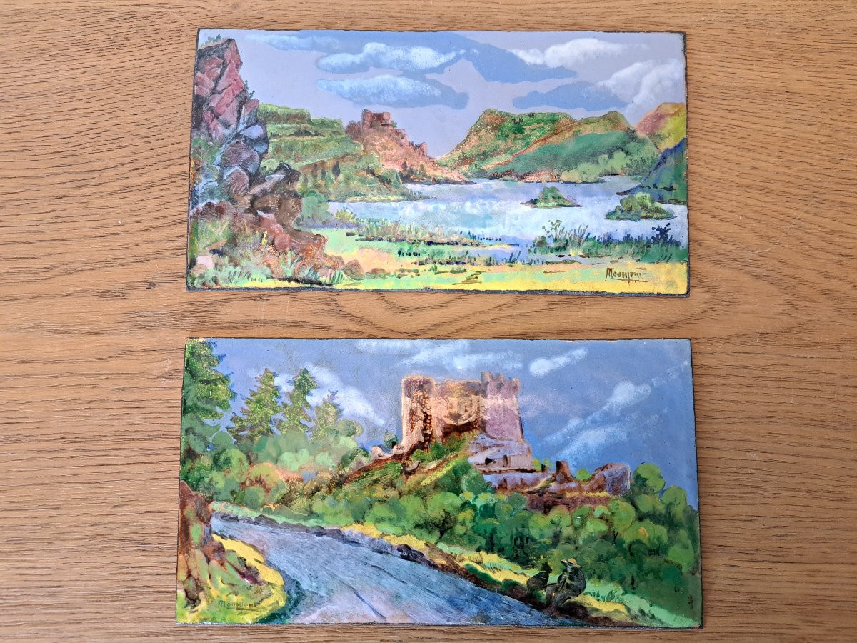 Pair Of Limoges Enamel Plaques, Attributed To Maxime Monnerie, Early 20th Century. -photo-6